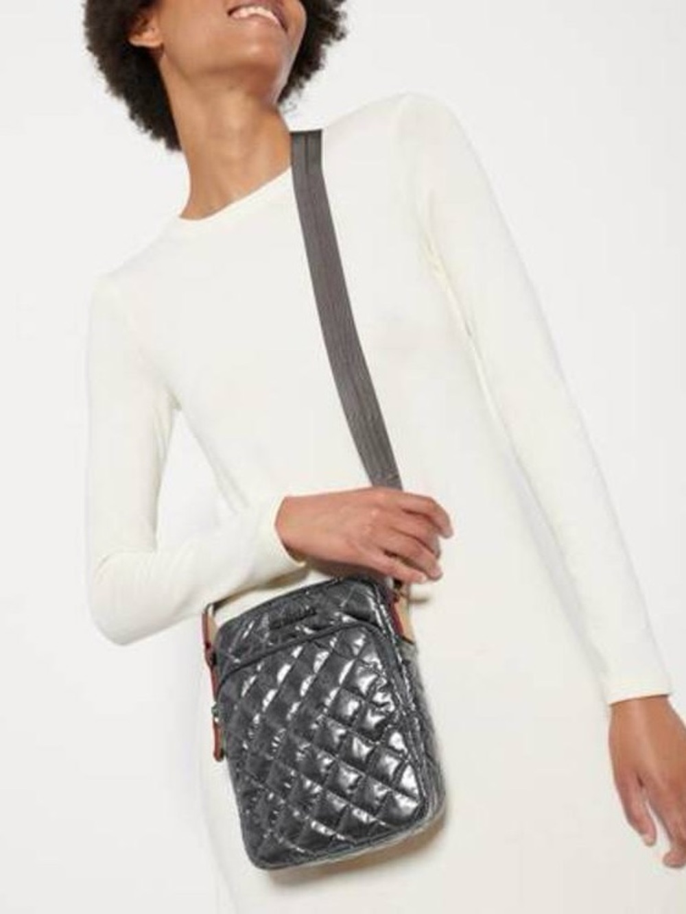 MZ Wallace Metro Crossbody- Anthracite Lacquer. Like New. Approx. 6 x 9 - Picture 2 of 7
